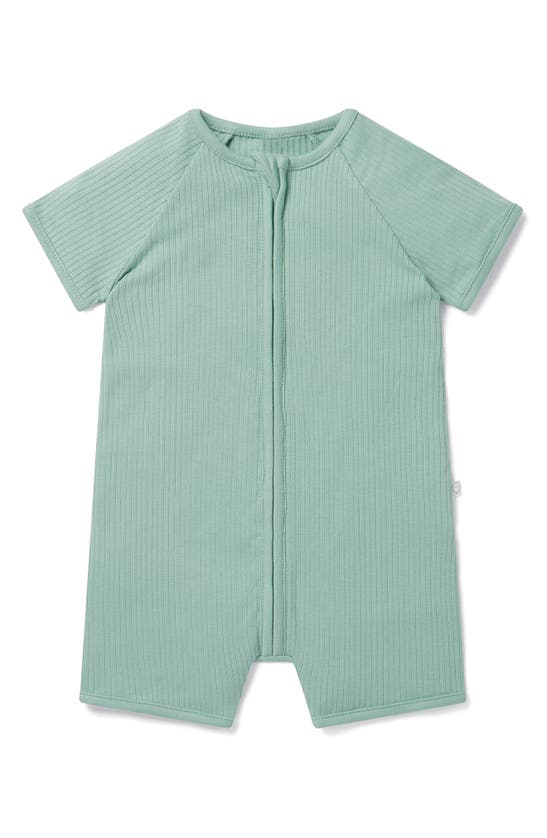Shop Mori Rib Fitted One-piece Short Pajamas In Ribbed Mint