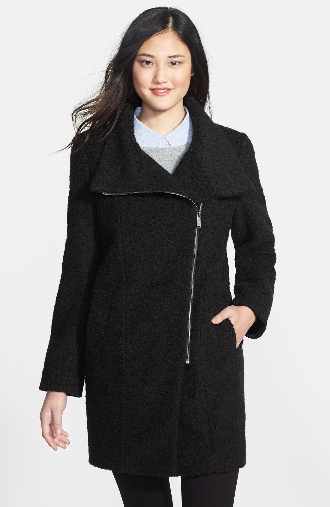 DKNY Asymmetric Zip Bouclé Coat Only) Nordstrom