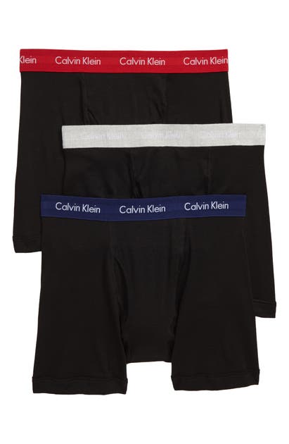 Calvin Klein 3-pack Boxer Briefs In Black/ Grey/ Temper/ Purple
