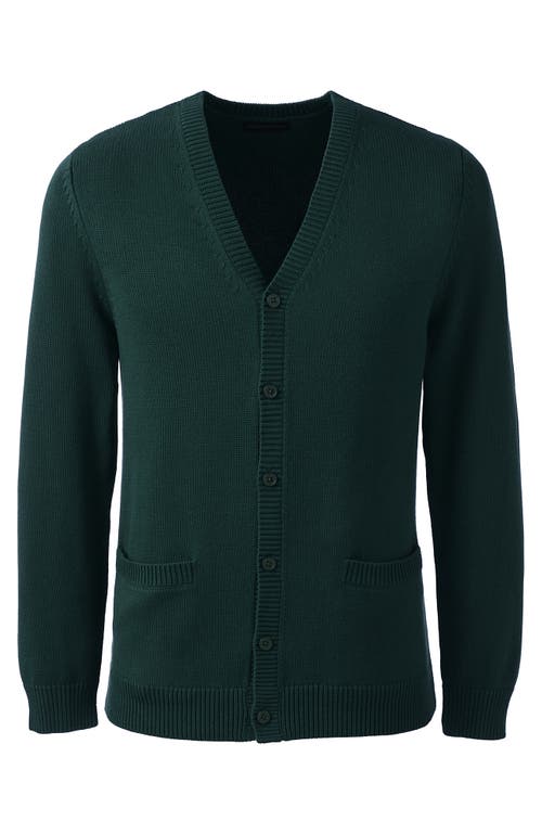 Shop Lands' End School Uniform  Cotton Modal Button Front Cardigan Sweater In Evergreen