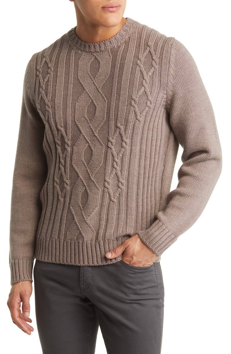 Canali Cable Knit Wool Crewneck Sweater | Nordstrom