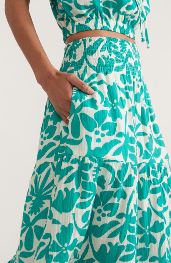 Shop Marine Layer Corinne Floral Double Cloth Maxi Skirt In Slushy Tropicali