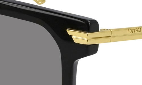 Shop Bottega Veneta 57mm Square Sunglasses In Shiny Black/grey