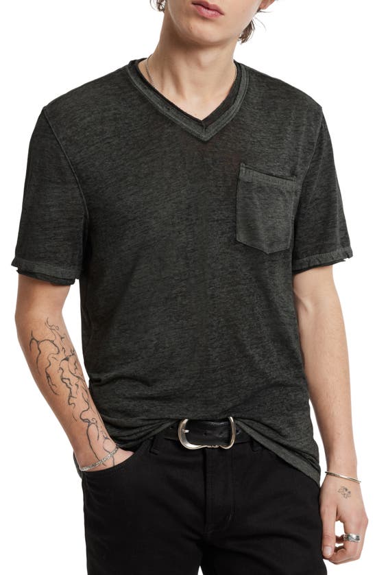 John Varvatos Davis Burnout Blend V-neck T-shirt In Charcoal Heather | ModeSens