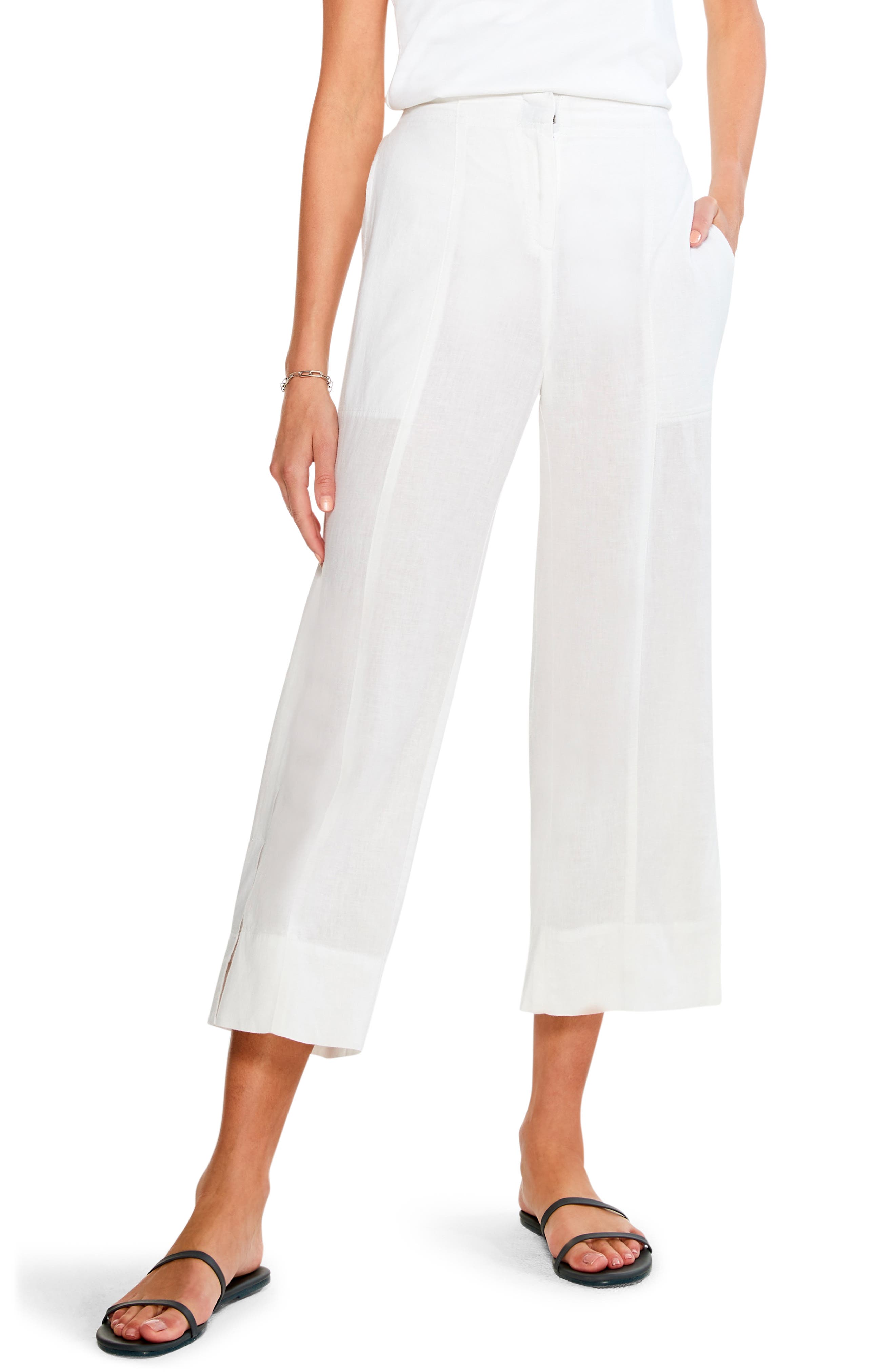 white cotton wide leg pants