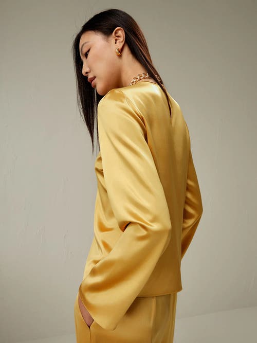 Shop Lilysilk Minimalist Long Sleeve Silk Top In Lemon Drop