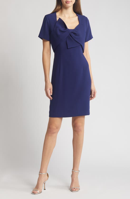 Shop Shani Bow Detail Sheath Dress In Blue