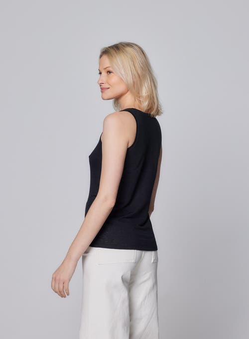 Shop Majestic Filatures Stretch Linen Tank In Noir