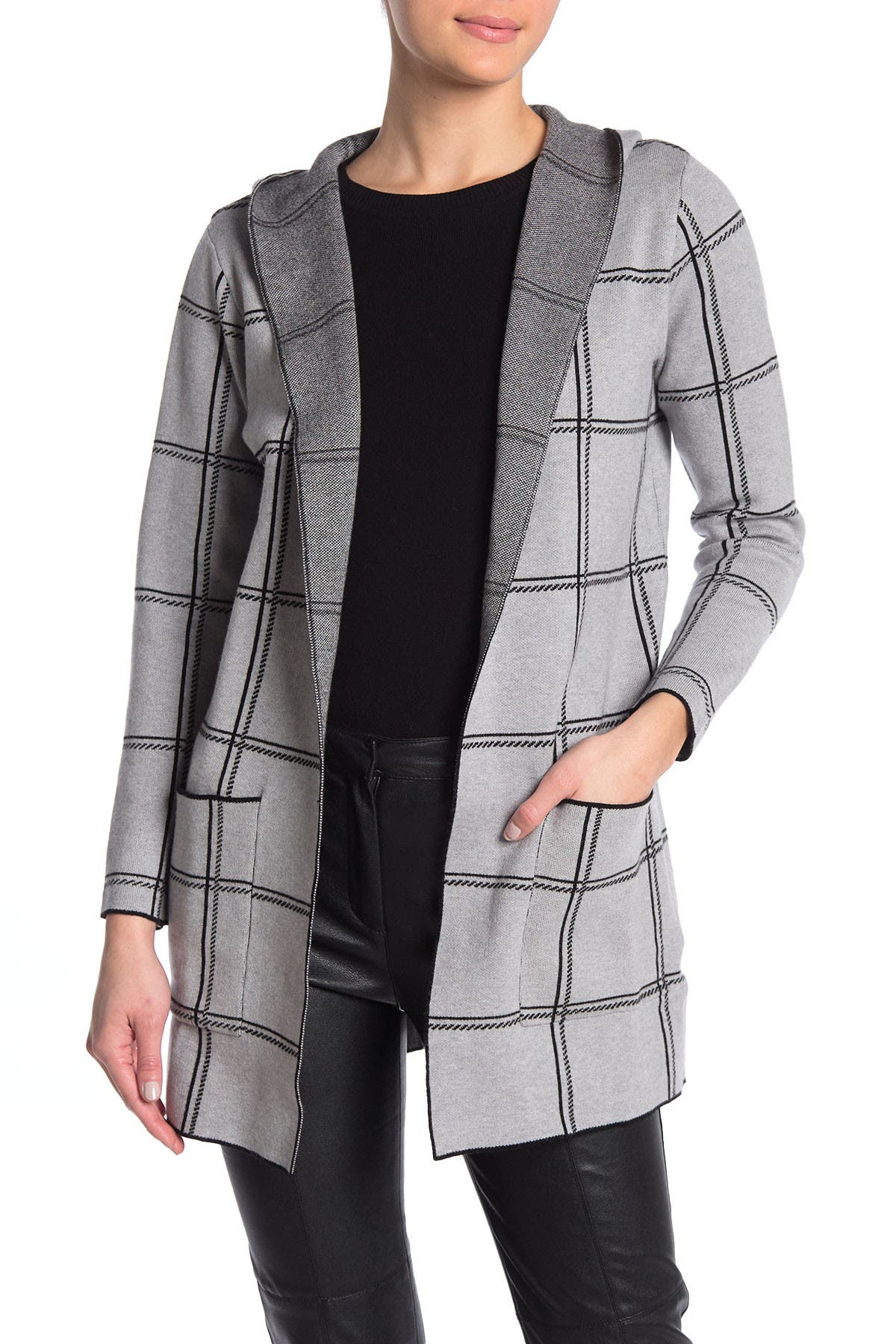 plaid hooded cardigans
