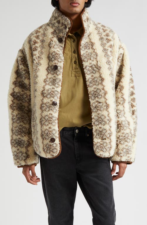 Isabel Marant Madeo Oversize Fleece Jacket In Ecru/brown