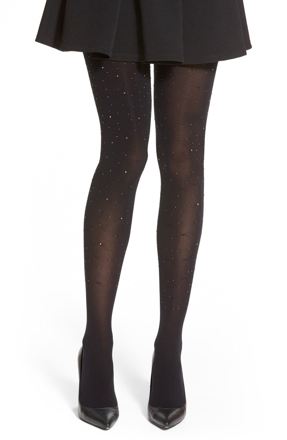 DKNY 'Diffused' Embellished Tights Nordstrom