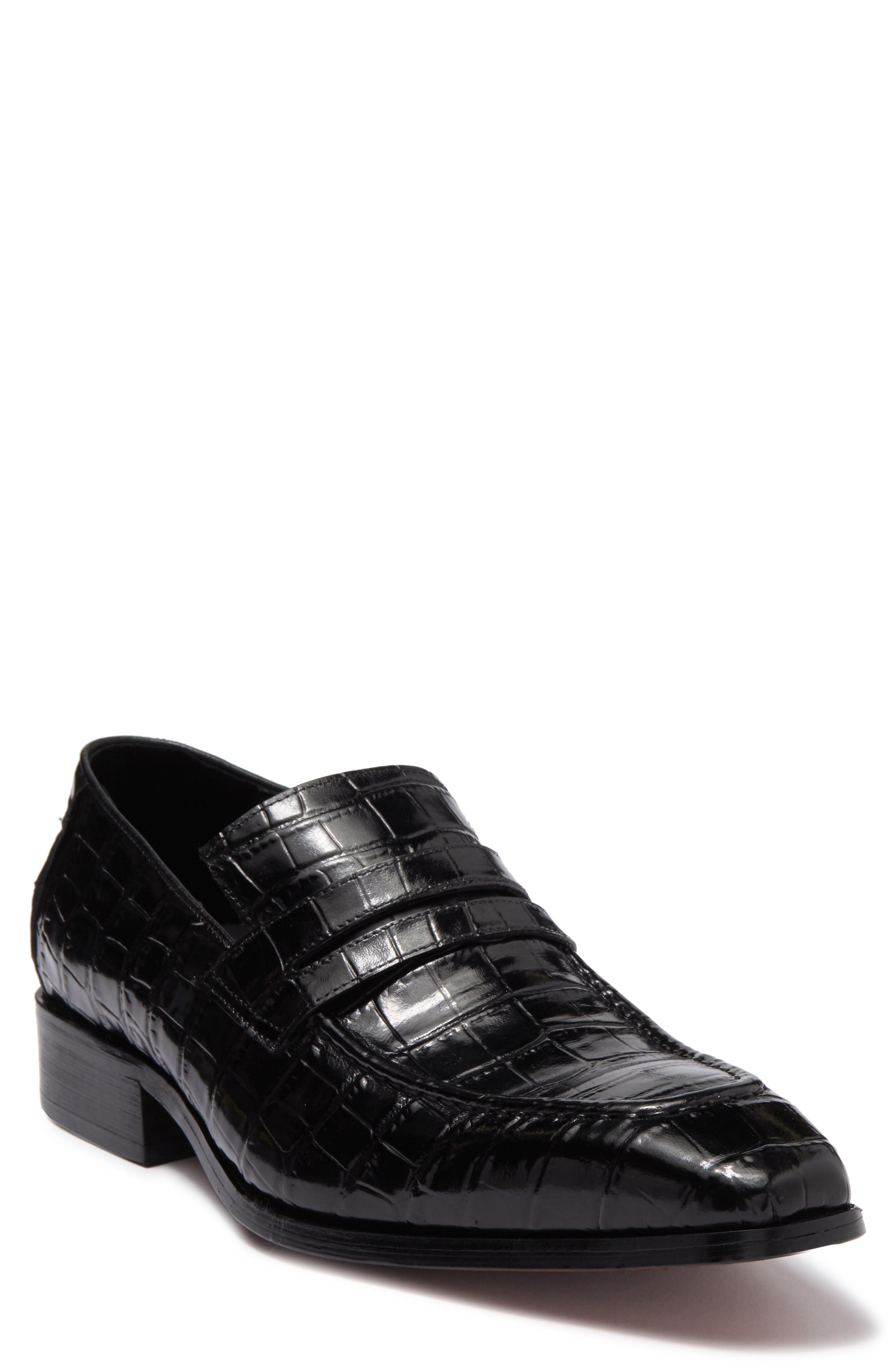 Maison Forte Vesper Croc Embossed Penny Loafer In Black