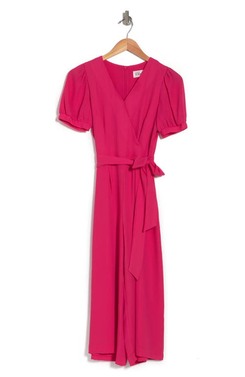 Eliza J Short Sleeve Crop Jumpsuit in Hot Pink