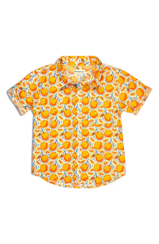 Appaman Kids' Playa Button-up Shirt In Orange Juice