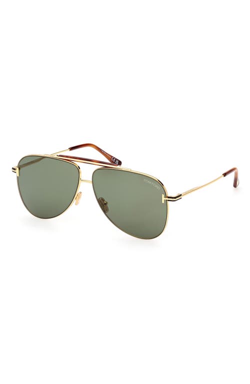 Shop Tom Ford 60mm Pilot Sunglasses In Shiny Deep Gold/green