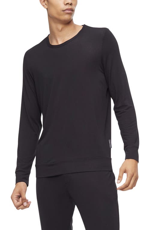 Calvin Klein Modal Blend Crewneck Pajama Sweatshirt in Ub1 Black at Nordstrom, Size X-Large