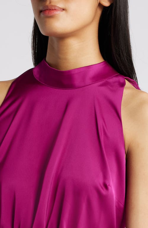 Shop Sam Edelman High Neck Sleeveless Satin Dress In Berry