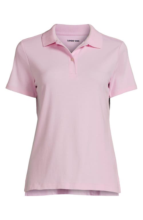 Shop Lands' End School Uniform  Short Sleeve Feminine Fit Interlock Polo Shirt In Ice Pink