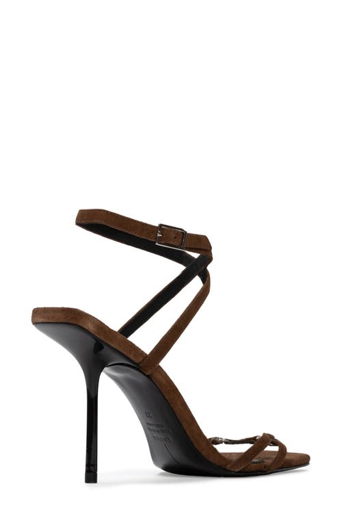 Black Suede Studio Frankie 100 Ankle Strap Sandal In Brown