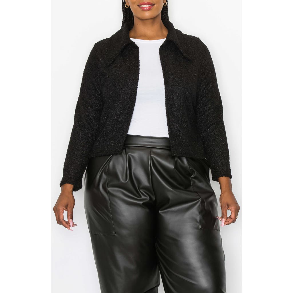 L I V D Erica Faux Shearling Crop Jacket In Black