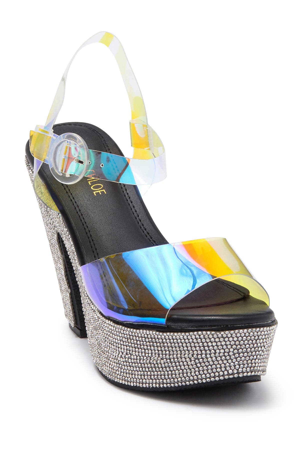 holographic platform sandals