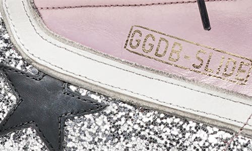 Shop Golden Goose Slide Glitter High Top Sneaker In Salmon Pink/silver/white