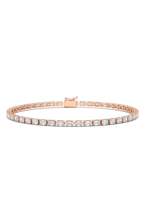 HauteCarat Emerald Cut Lab Created Diamond Tennis Bracelet in 6.69 Ctw Rose Gold at Nordstrom