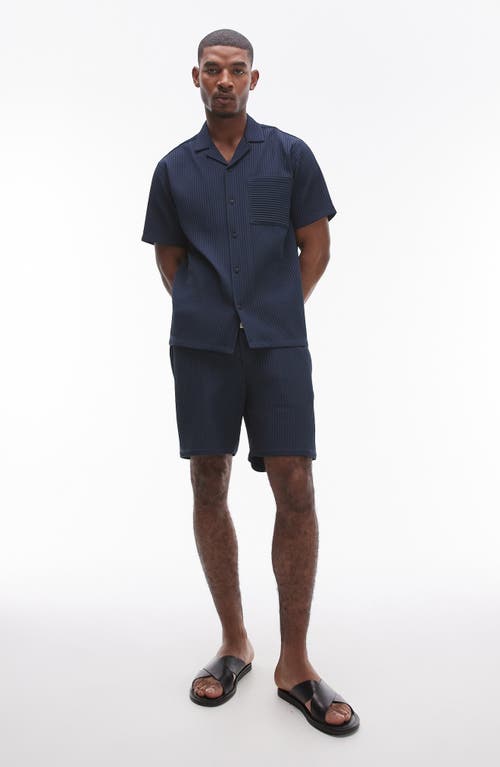 Shop Topman Cord Camp Shirt In Navy