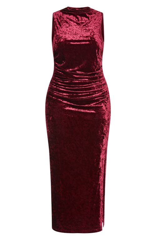 Shop City Chic Mae Sleeveless Crushed Velvet Dress In Ruby