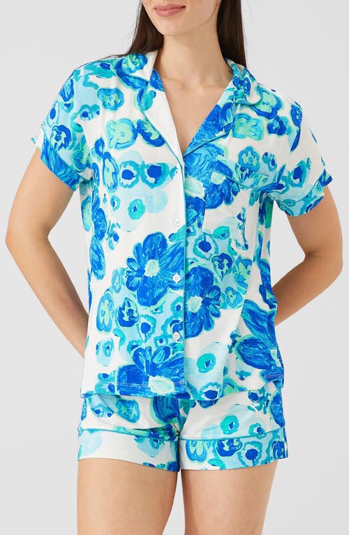 Shop Alivia Jenna Print Short Pajamas In Floral Pond Blue