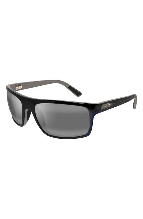 Maui Jim Byron Bay Polarized Mirrored Wrap Sunglasses, 62mm In Marlin/neutral Grey
