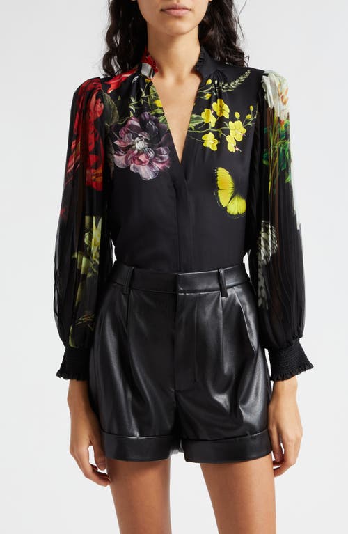 Alice + Olivia Ilan Floral Button-Up Shirt in Essential Floral