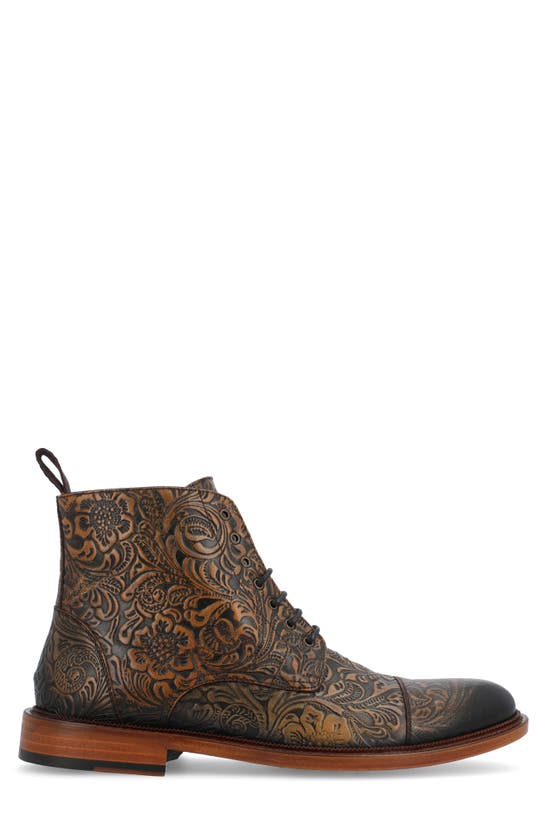 Shop Taft The Rome Embossed Cap Toe Boot In Oro Viejo