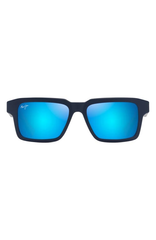 Maui Jim Punikai Square-frame Sunglasses In Matte Dark Blue