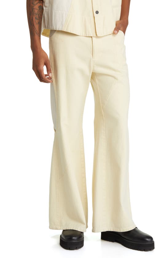 Head Of State Ojo Paneled Flared Trousers In Cream