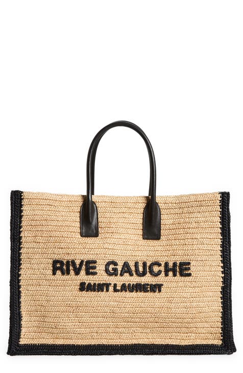 Saint Laurent Maxi Cabas Rive Gauche Tote Bag In Khaki,brown