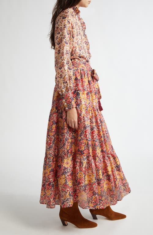 Shop Mille Valentina Mixed Floral Print Long Sleeve Silk Dress In Toulouse