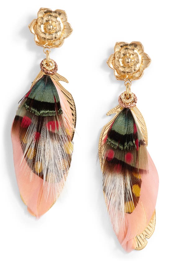 Gas Bijoux Small Sao Feather Earrings In Pink