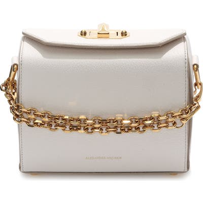 Alexander Mcqueen Medium Calfskin Leather Box Bag - White