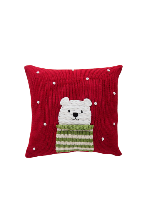 Melange Collection 10" Polar Bear Pillow in Red 