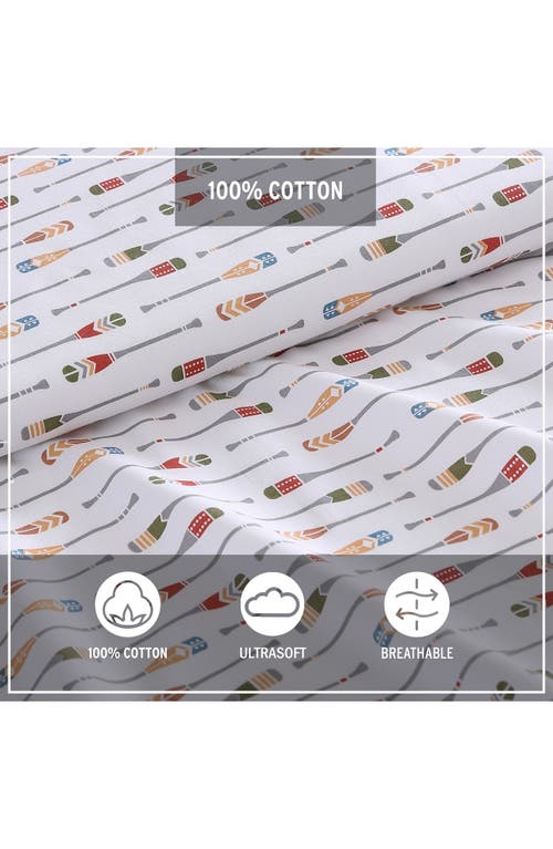 Eddie Bauer Canoe Lake Paddle 100% Cotton Percale Sheet Set In White