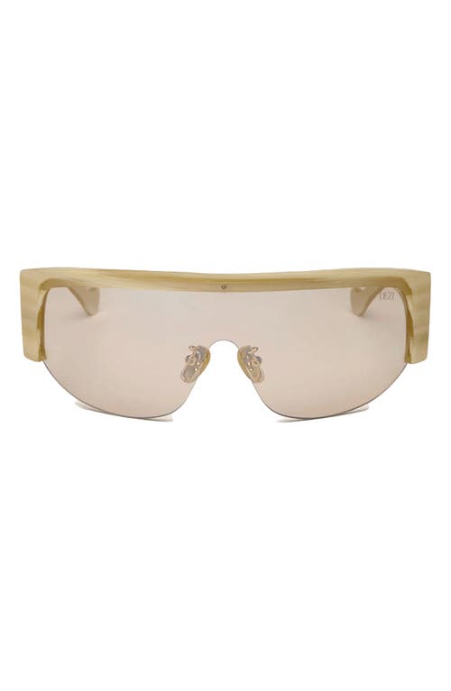 Thique 125mm Oversize Rimless Shield Sunglasses in Ivory /Flash Beige