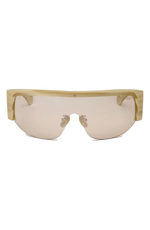 Shop Dezi Thique 125mm Oversize Rimless Shield Sunglasses In Ivory/flash Beige