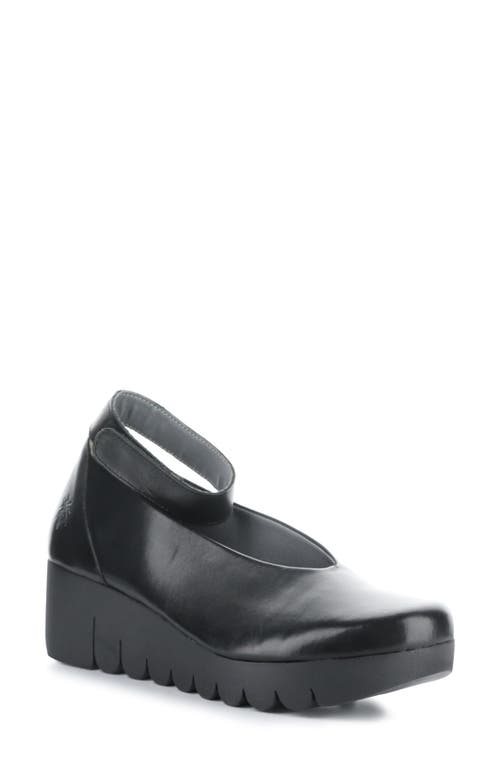 Shop Fly London Vily Ankle Strap Platform Wedge Pump In Black Burn