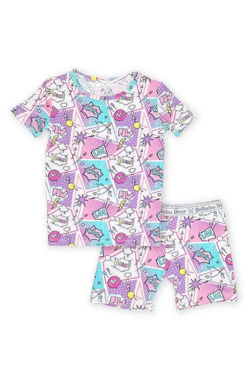 Bellabu Bear Kids' Comic Purple Fitted Two-Piece Pajamas at Nordstrom, Size 18-24M