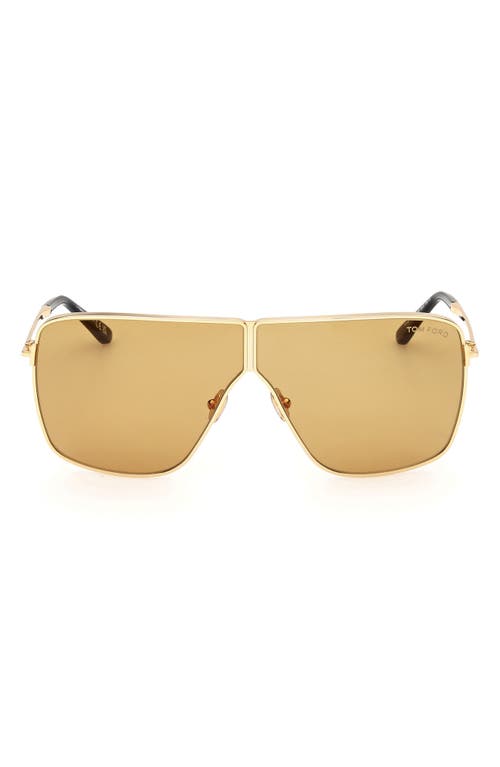 Shop Tom Ford Huxley 68mm Oversize Navigator Sunglasses In Shiny Deep Gold/amber