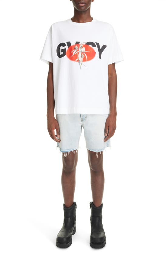 Shop Givenchy Orchid Graphic T-shirt In White