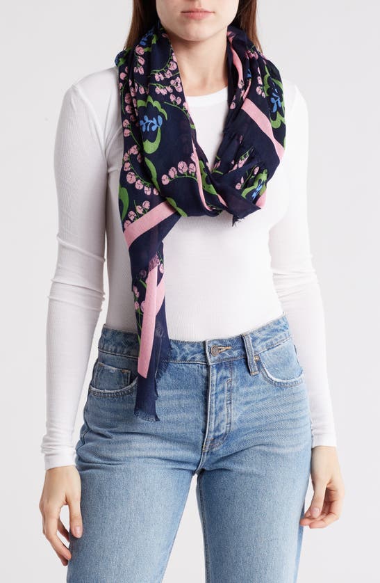 Kate Spade Picnic Floral Oblong Scarf In Blue