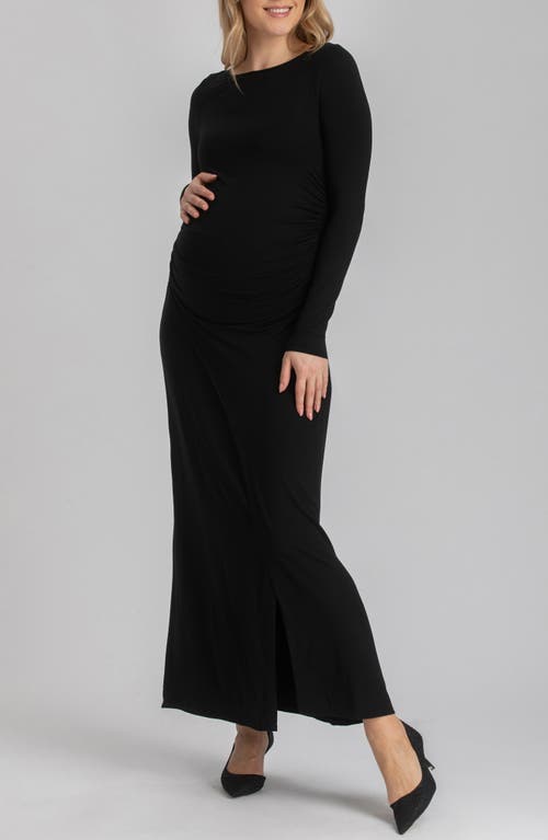 Shop Pietro Brunelli Long Sleeve Jersey Maternity Maxi Dress In Black