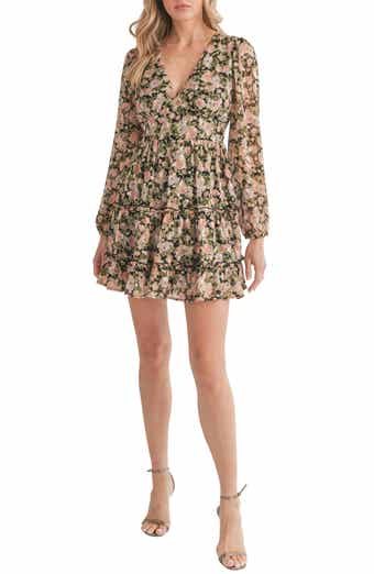 Maisy Frill Hem Wrap Style Maxi Dress In Navy Ditsy Floral Print